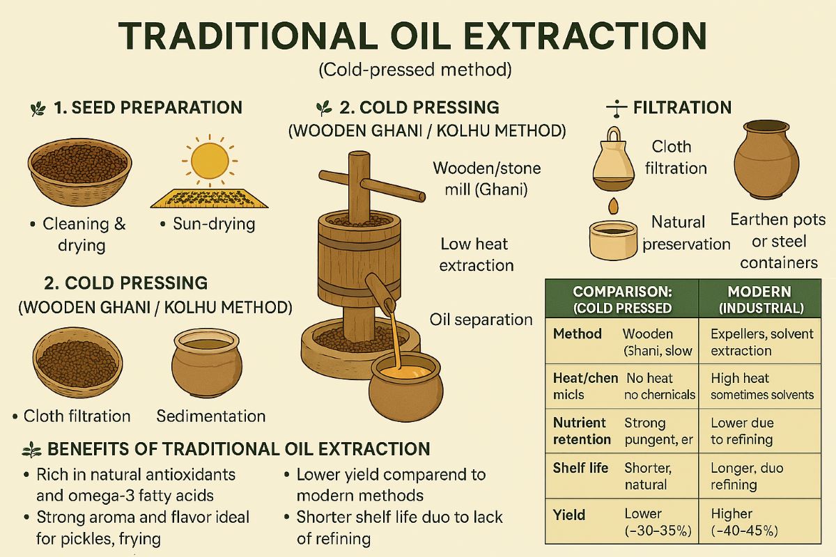 Traditional oil extraction and oil seeds